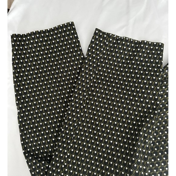 Zara Womens Trousers Sz M Straight Leg Black Green Abstract Print Pants 31X28 - Picture 5 of 6